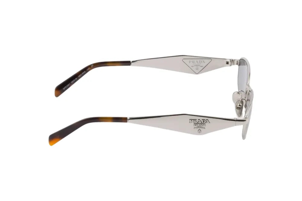 Prada Eyewear SPRD51C055E1BC Metal Oval Frame Sunglasses — Gray, view 3