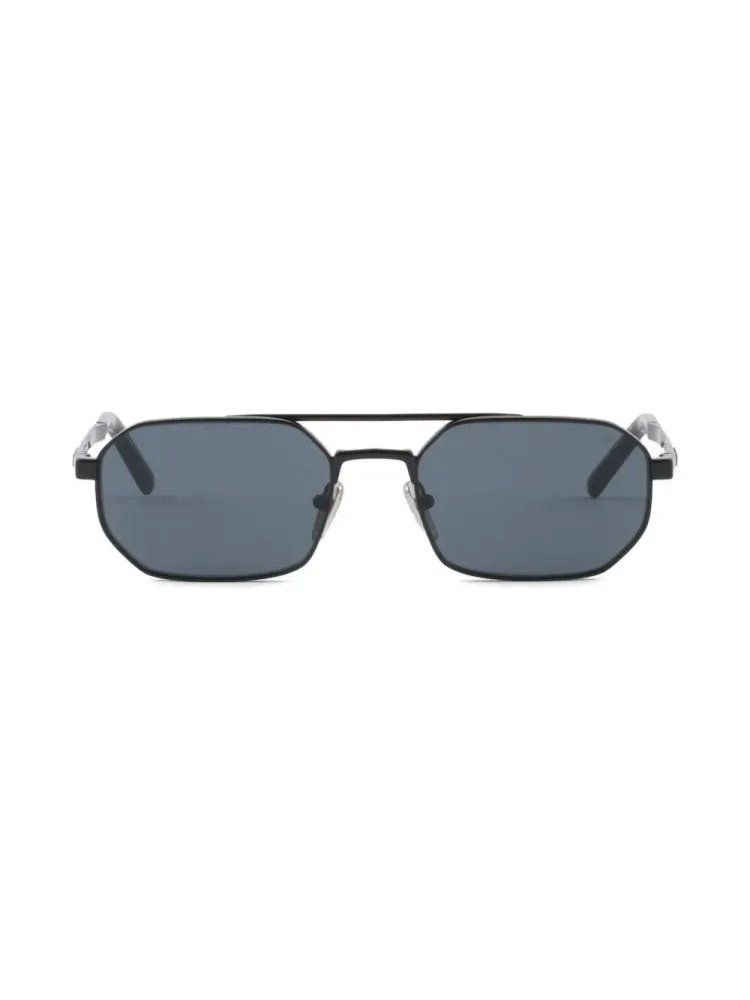 Prada Eyewear SPRD53C055E7AB Metal Rectangle Sunglasses — Black by Prada Eyewear