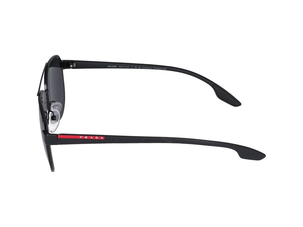 Prada Linea Rossa 0PS Metal Aviator Sunglasses — Black, view 2
