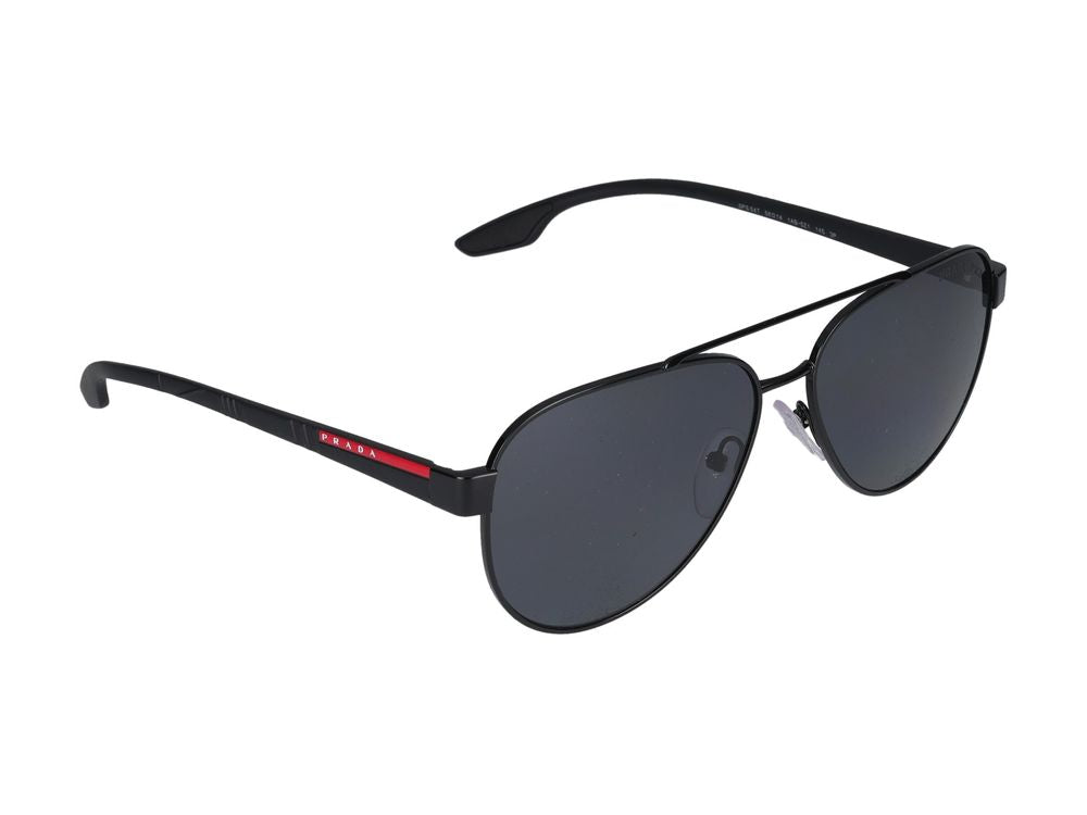 Prada Linea Rossa 0PS Metal Aviator Sunglasses — Black, view 3