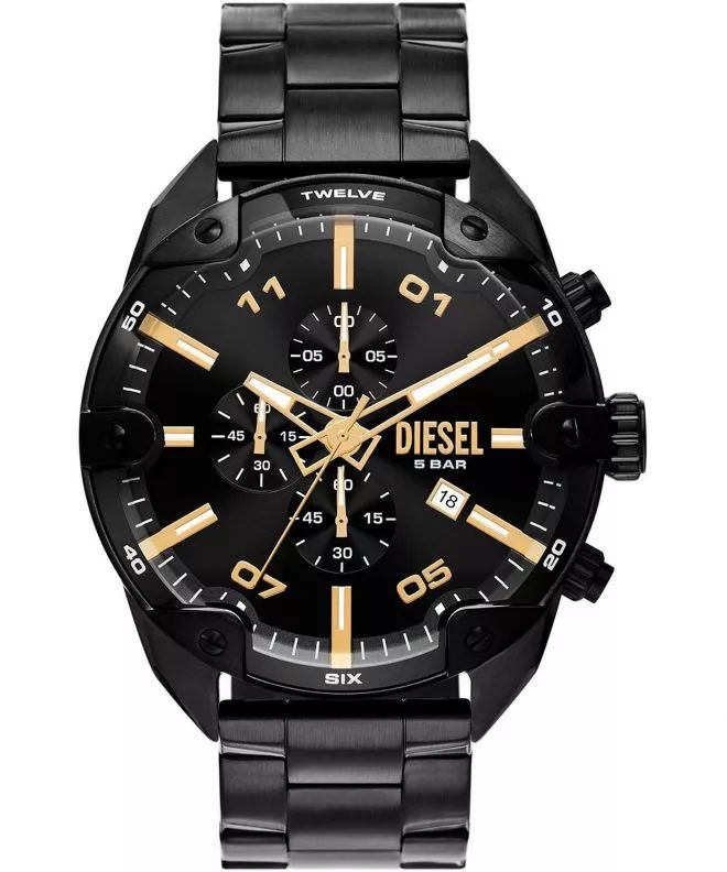 Preloved - Diesel Chronograph Dial with Gold Accents Watch — Black by Preloved - Diesel