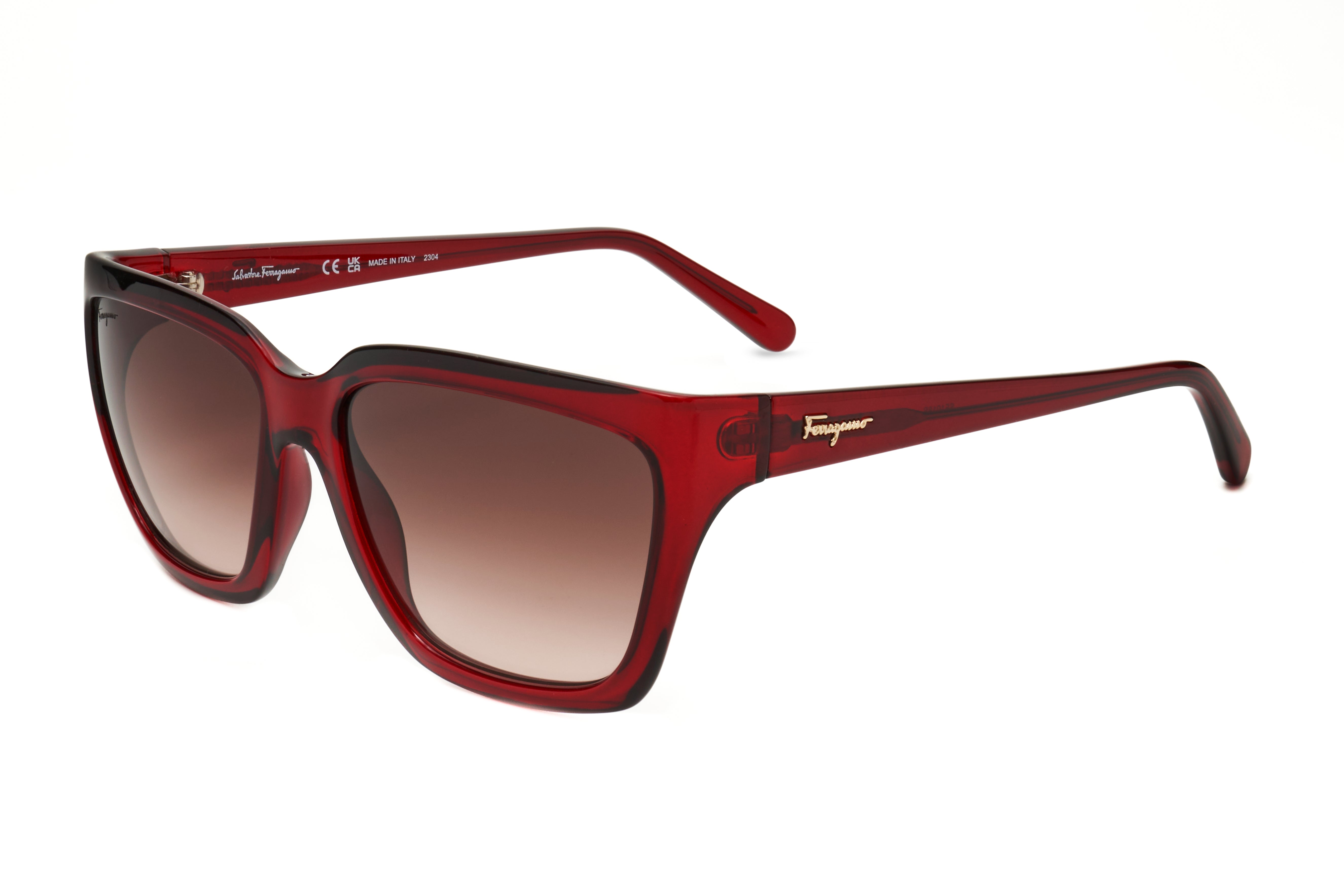 Preloved - Ferragamo SF1018S655 Crystal Wine Square Sunglasses — Red by Preloved - Ferragamo