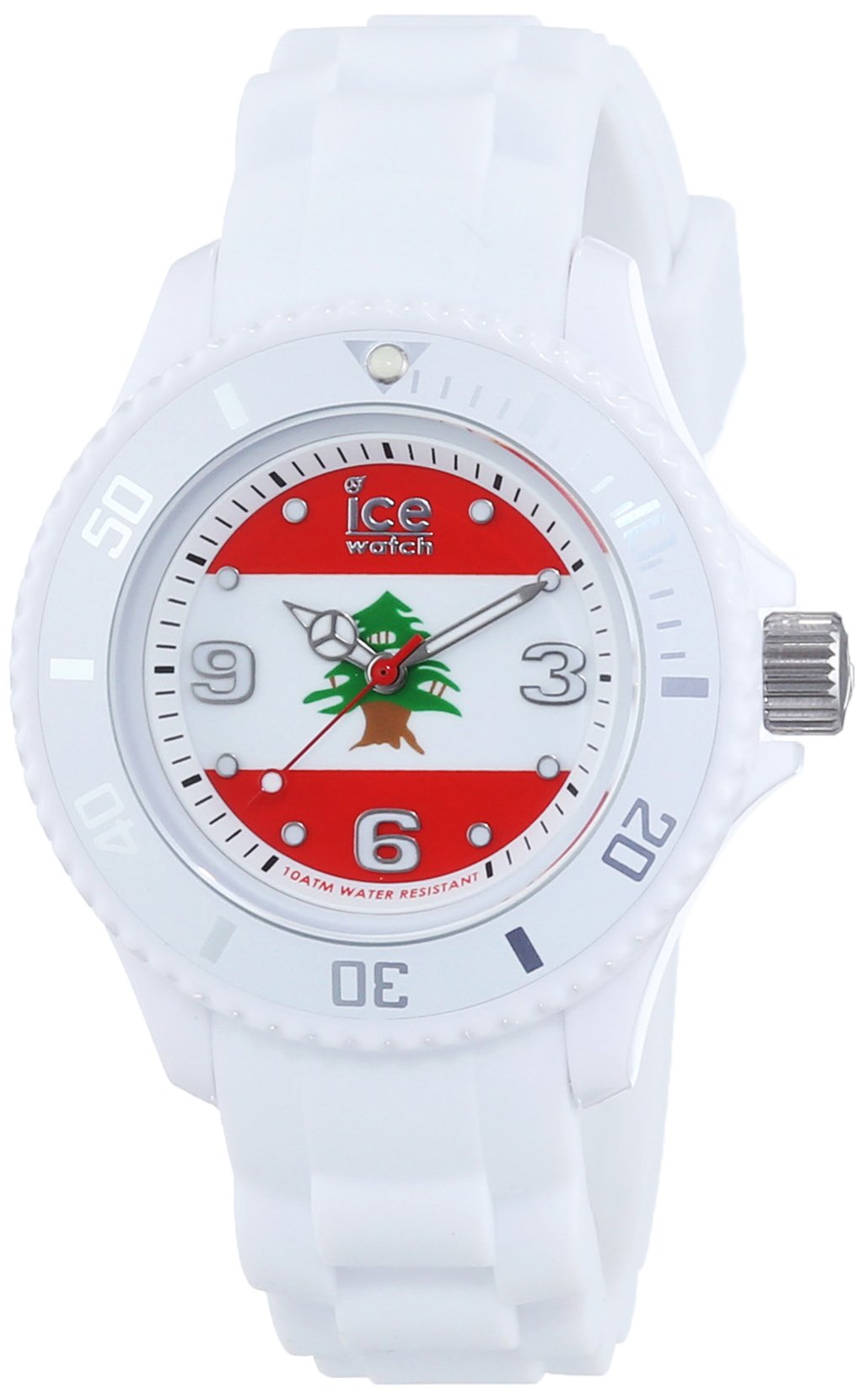 Preloved - Ice Lebanese Flag Dial Quartz Watch — White by Preloved - Ice
