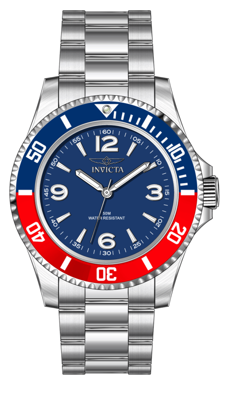Preloved - Invicta Stainless Steel Blue and Red Bezel Watch — Silver by Preloved - Invicta