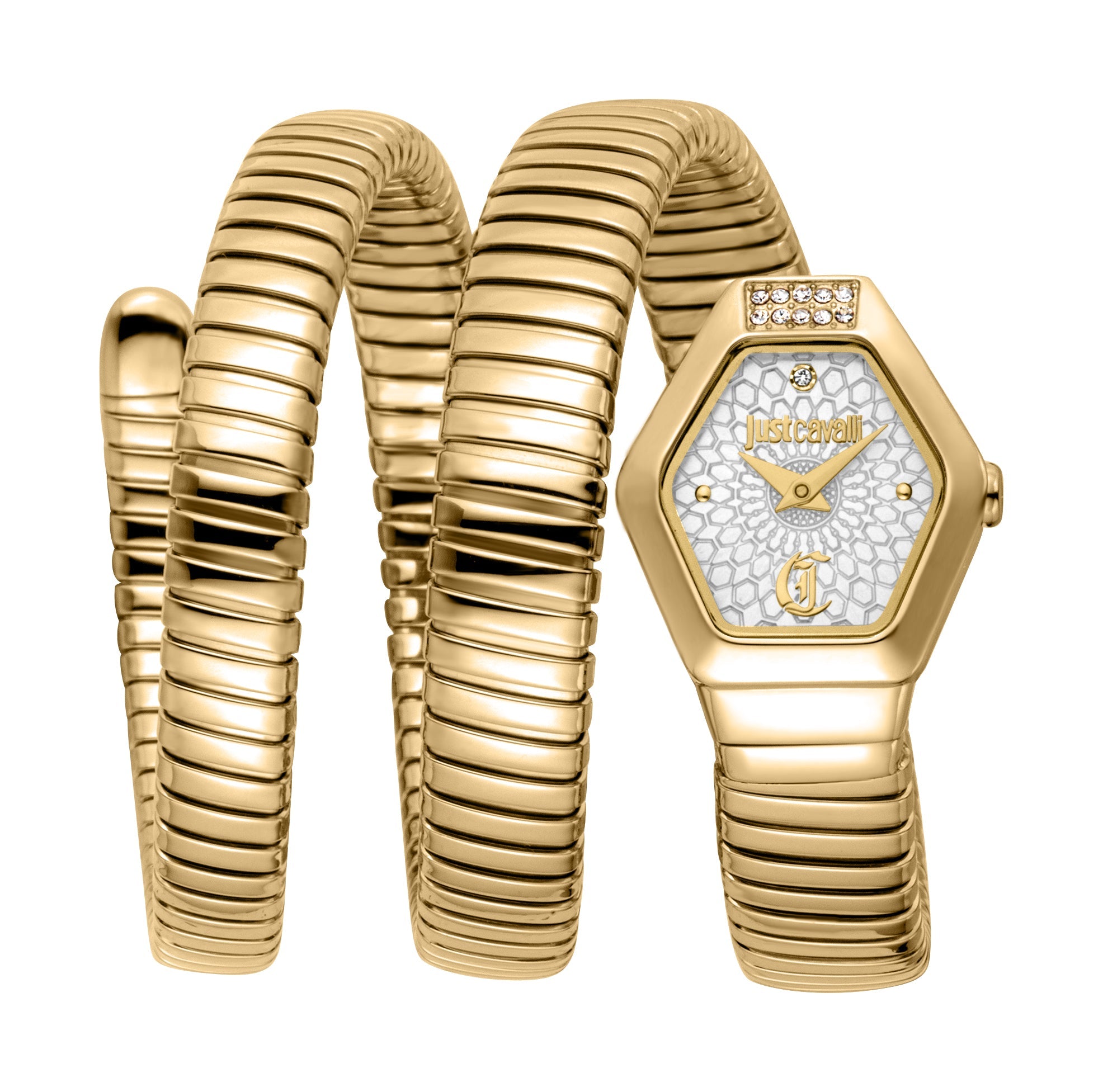 Preloved - Just Cavalli Gold Snake Hexagon Quartz Watch — Gold by Preloved - Just Cavalli