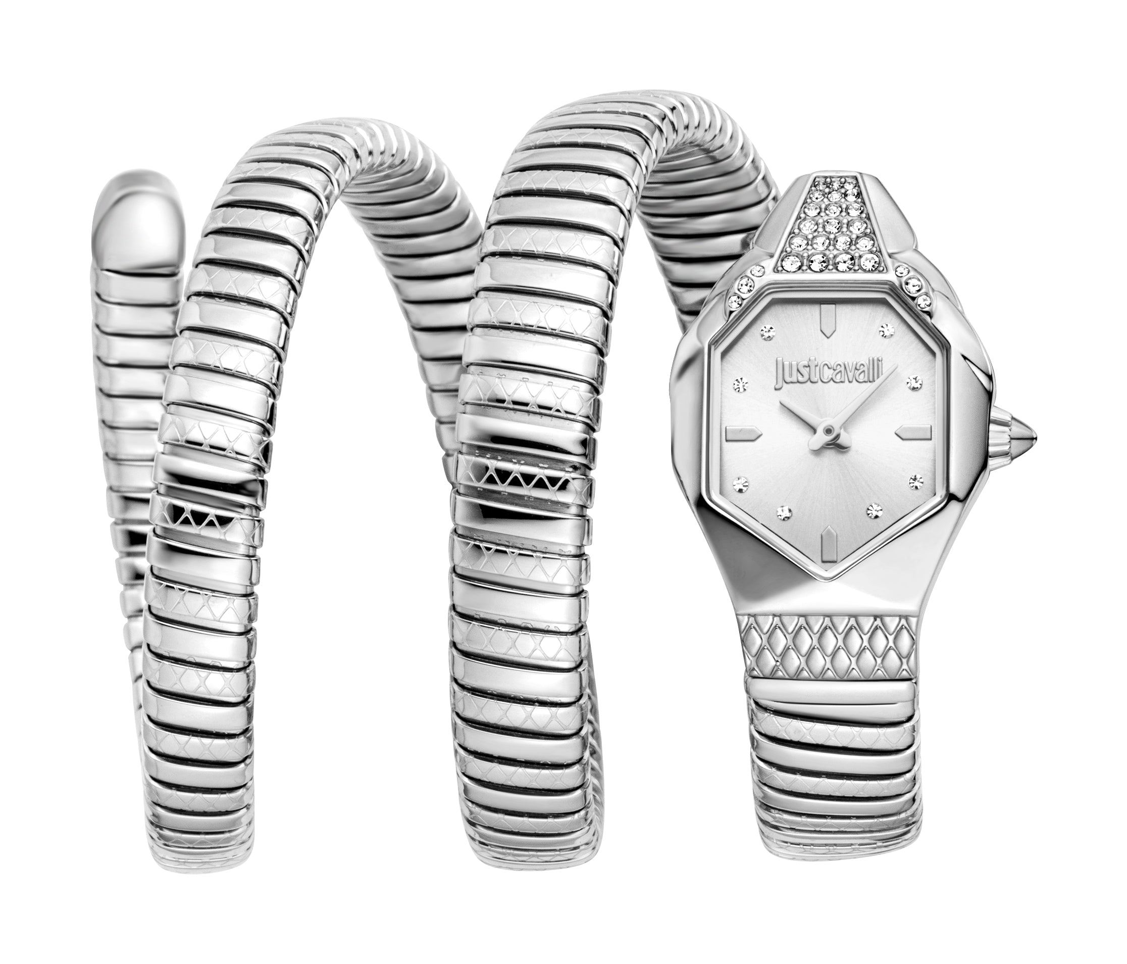 Preloved - Just Cavalli Snake Coil Stainless Steel Watch — Silver by Preloved - Just Cavalli