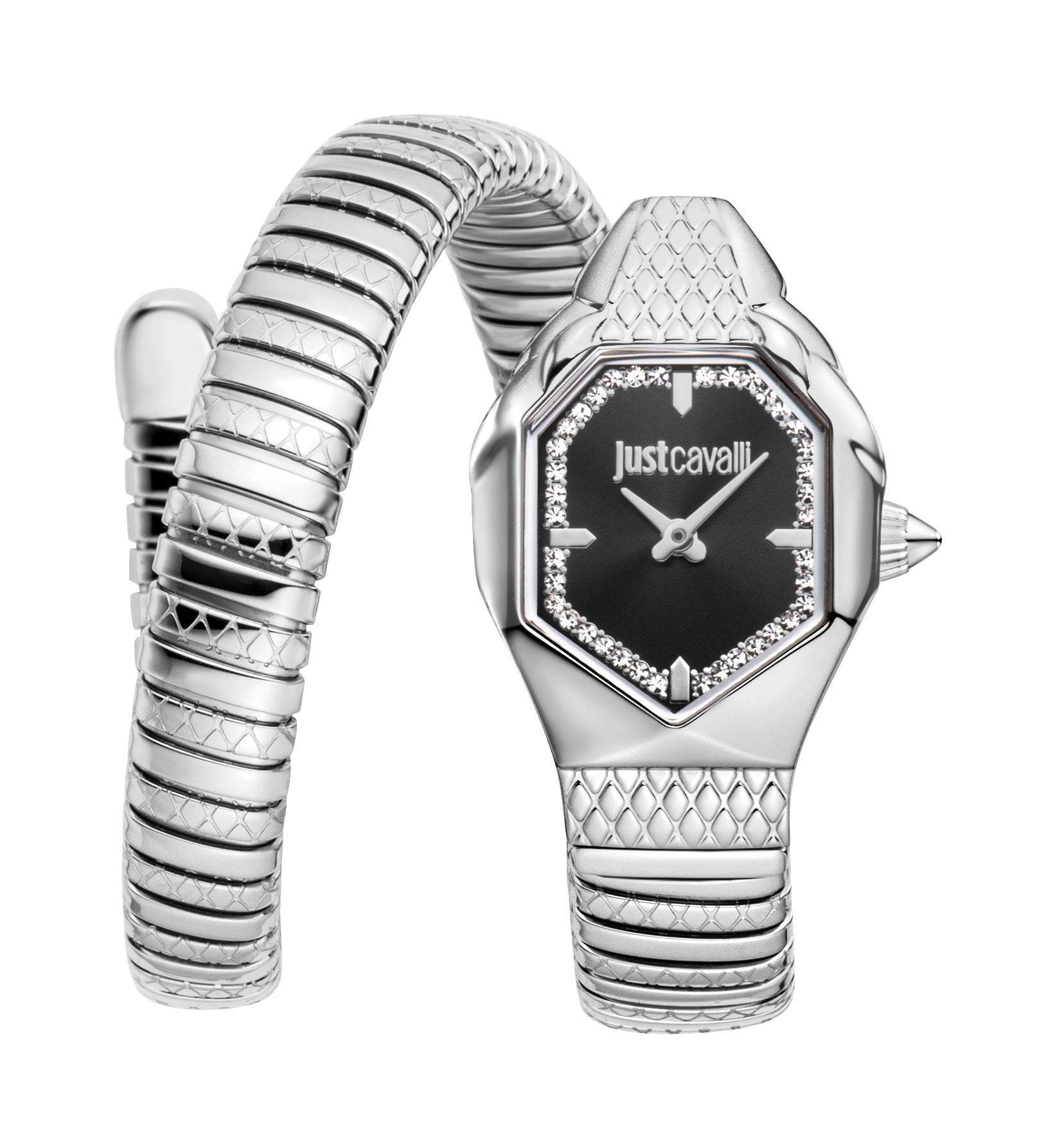 Preloved - Just Cavalli Snake-Pattern Quartz Watch — Silver by Preloved - Just Cavalli