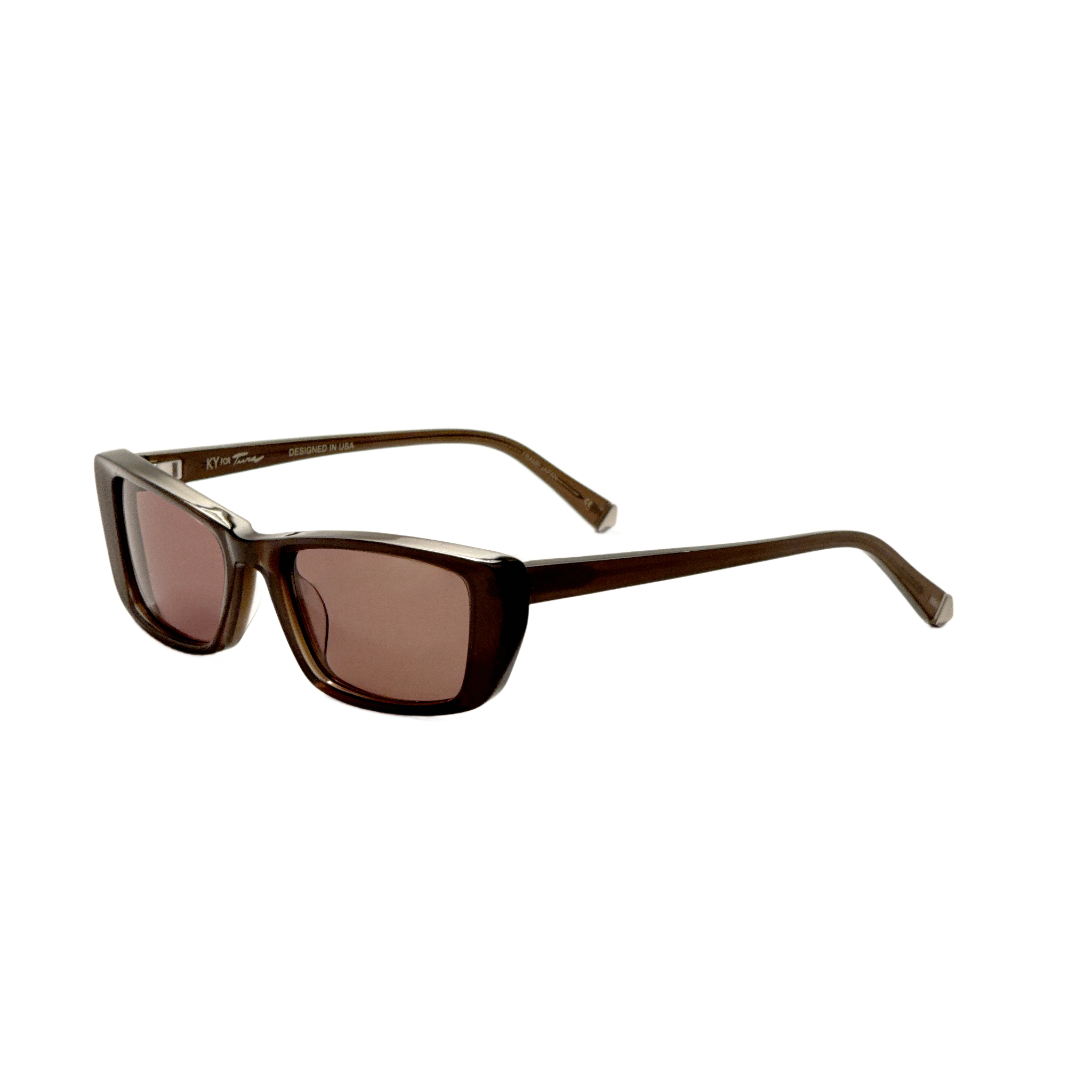 Preloved - Kate Young K553PEW53 Acetate Rectangle Sunglasses — Brown by Preloved - Kate Young