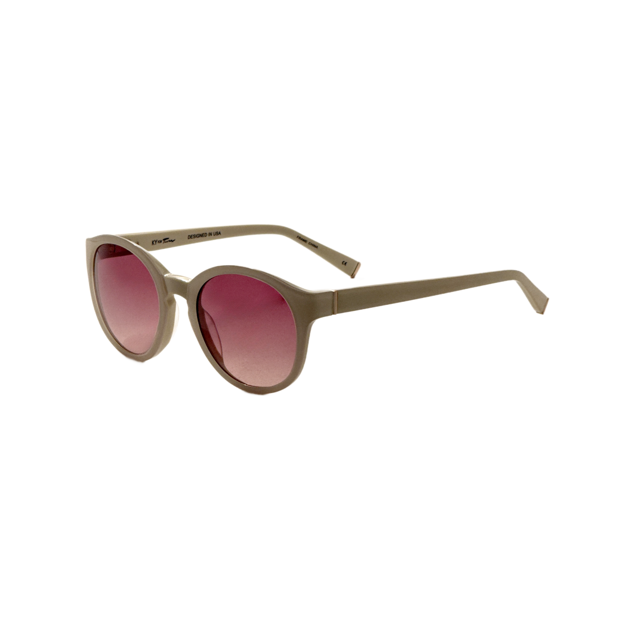 Preloved - Kate Young K707BON51 Round Frame Sunglasses — Beige by Preloved - Kate Young