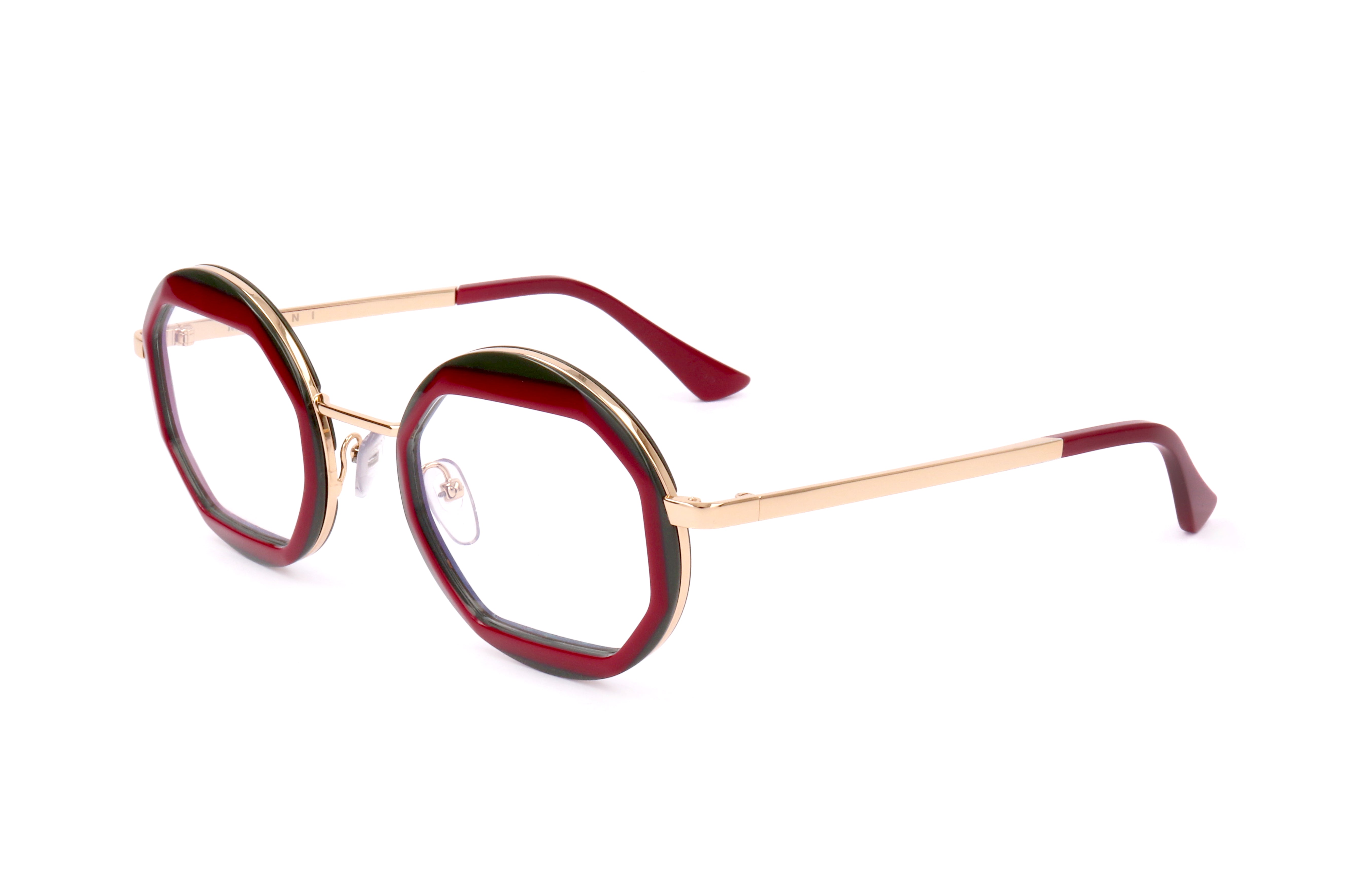 Preloved - Marni ME263262050 Round Acetate and Metal Eyeglasses — Red by Preloved - Marni