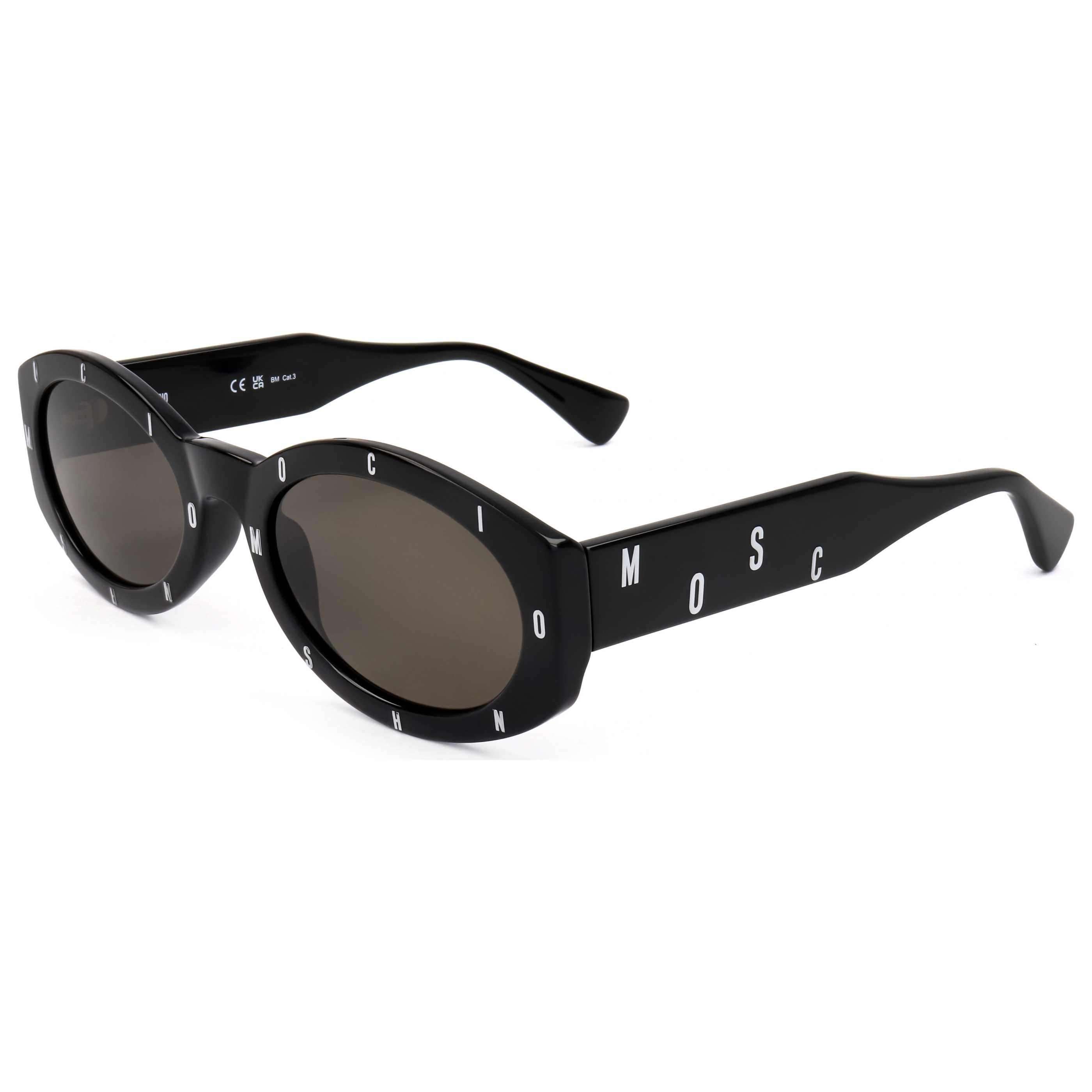Preloved - Moschino MOS141S80755 Round Acetate Sunglasses — Black by Preloved - Moschino