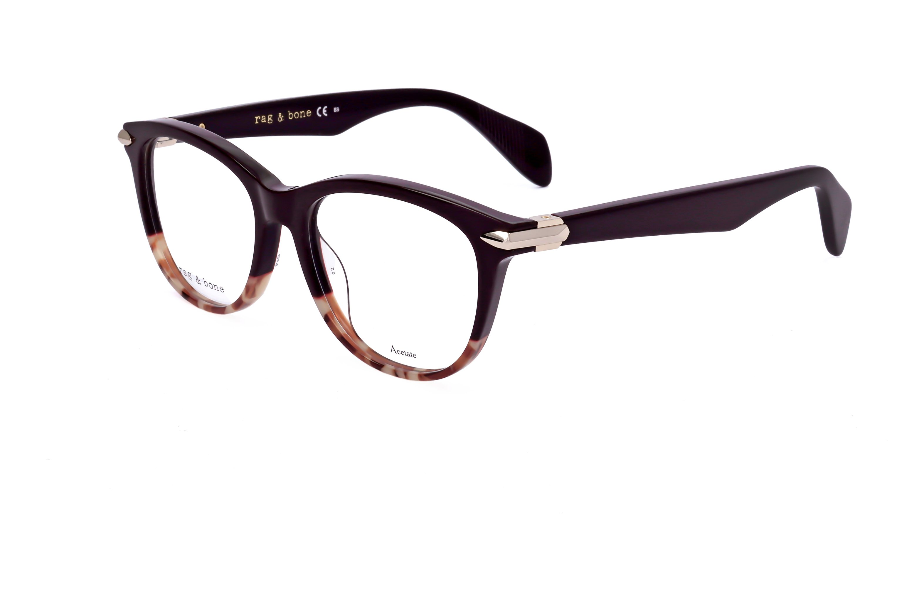 Preloved - Rag & Bone RNB3014LHF49 Two-Tone Acetate Eyeglasses — Black by Preloved - Rag & Bone
