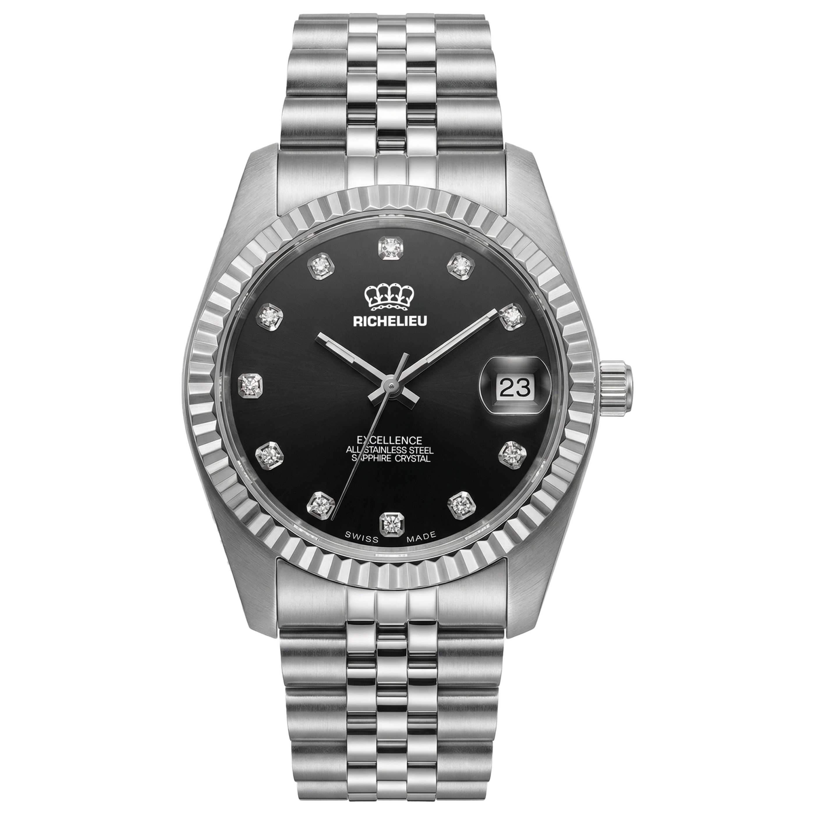Preloved - Richelieu Diamond-Accented Classic Watch — Silver by Preloved - Richelieu