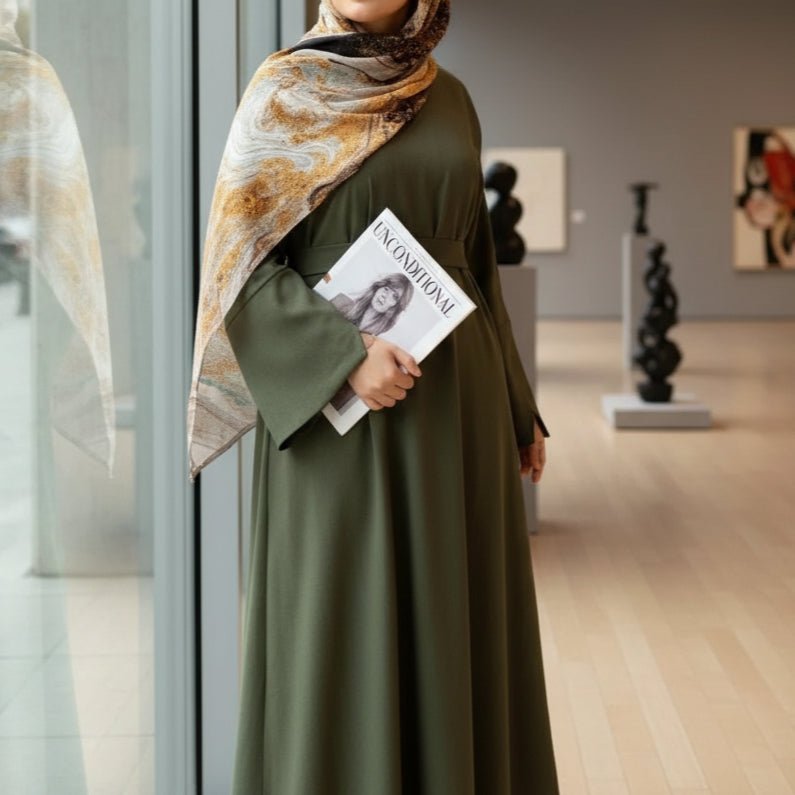 Premium Linen Effect Pullover Abaya with Pockets (MA341), view 4