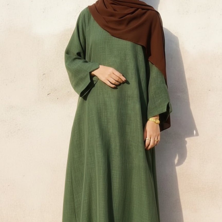Premium Linen Effect Pullover Abaya with Pockets (MA341), view 5