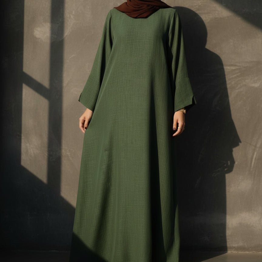 Premium Linen Effect Pullover Abaya with Pockets (MA341), view 6