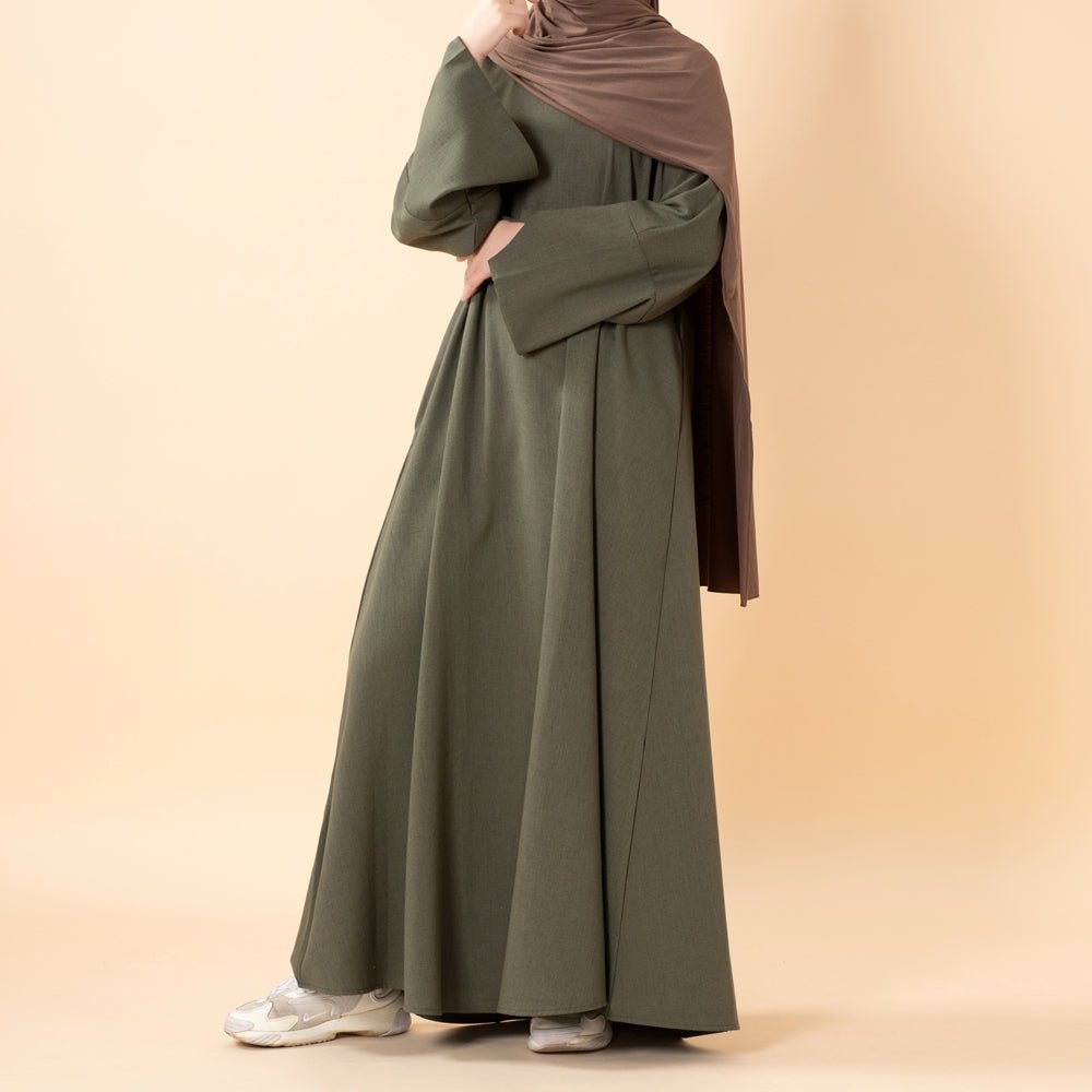 Premium Linen Effect Pullover Abaya with Pockets (MA341), view 7