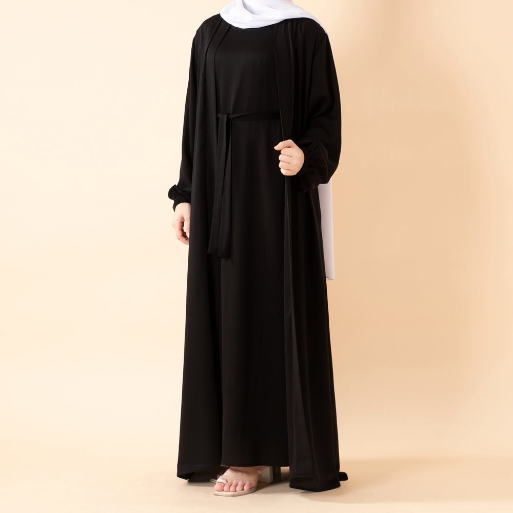 Premium Nida Zoom Open Abaya 3-Piece Set (MOA239), view 8