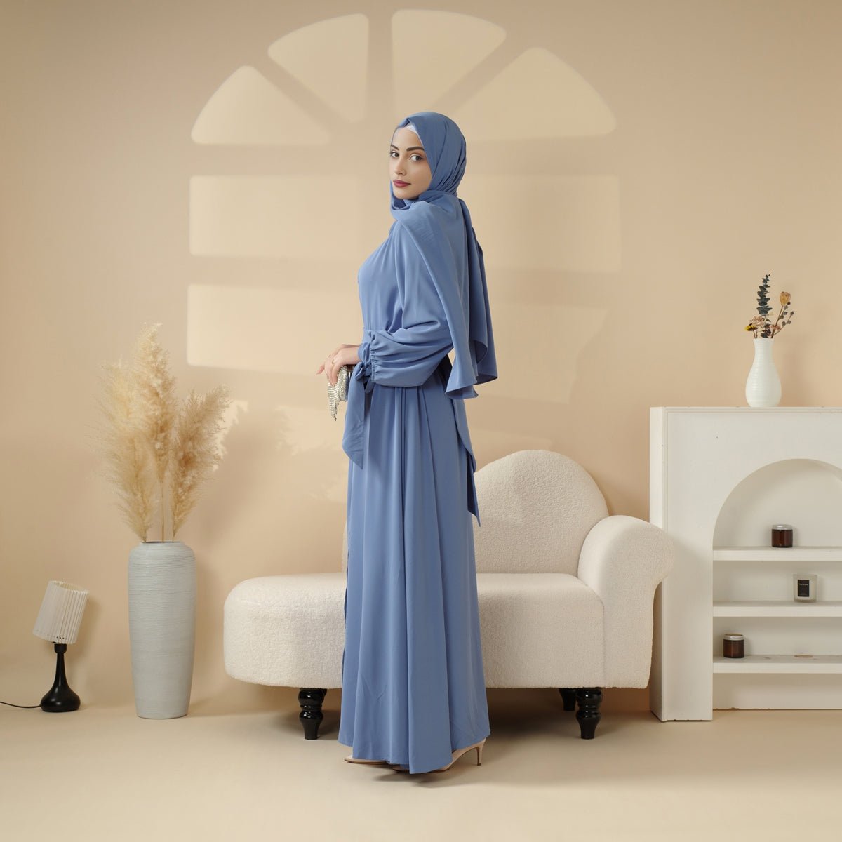 Premium Ribbon Sleeve Abaya: An Elegant Four-piece Abaya Set (MOA105), view 7