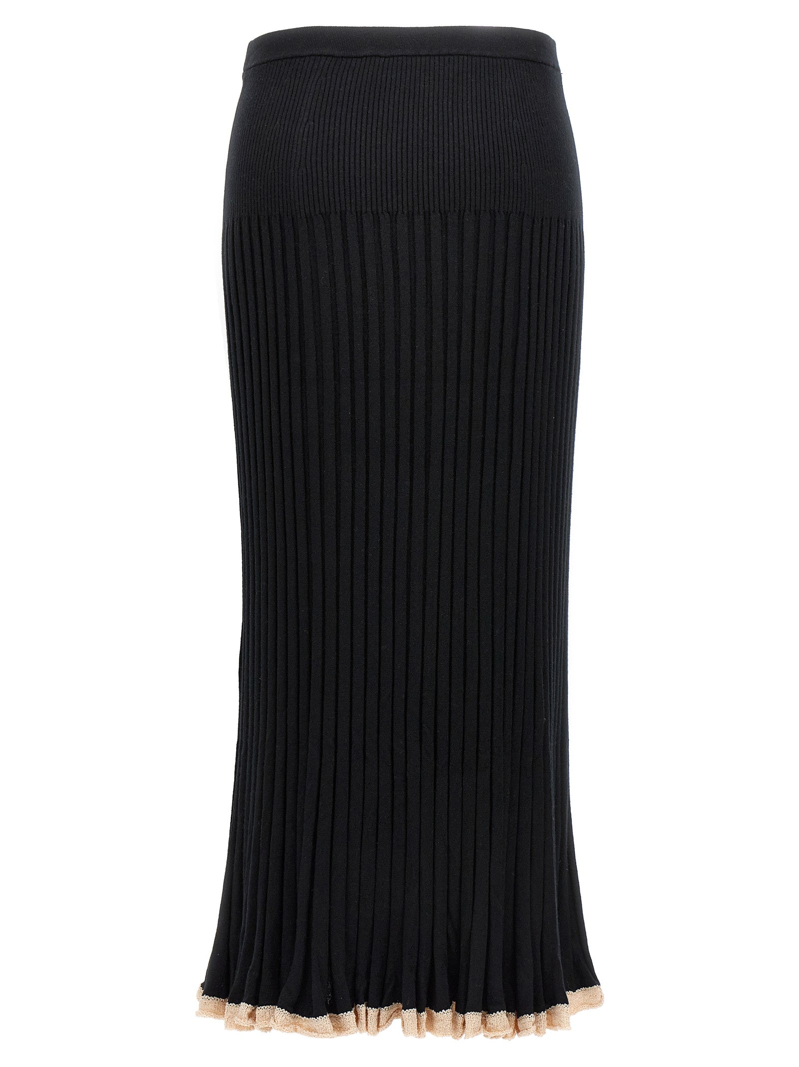 Proenza Schouler Ribbed Silk-Cashmere Blend Skirt — Black, view 2
