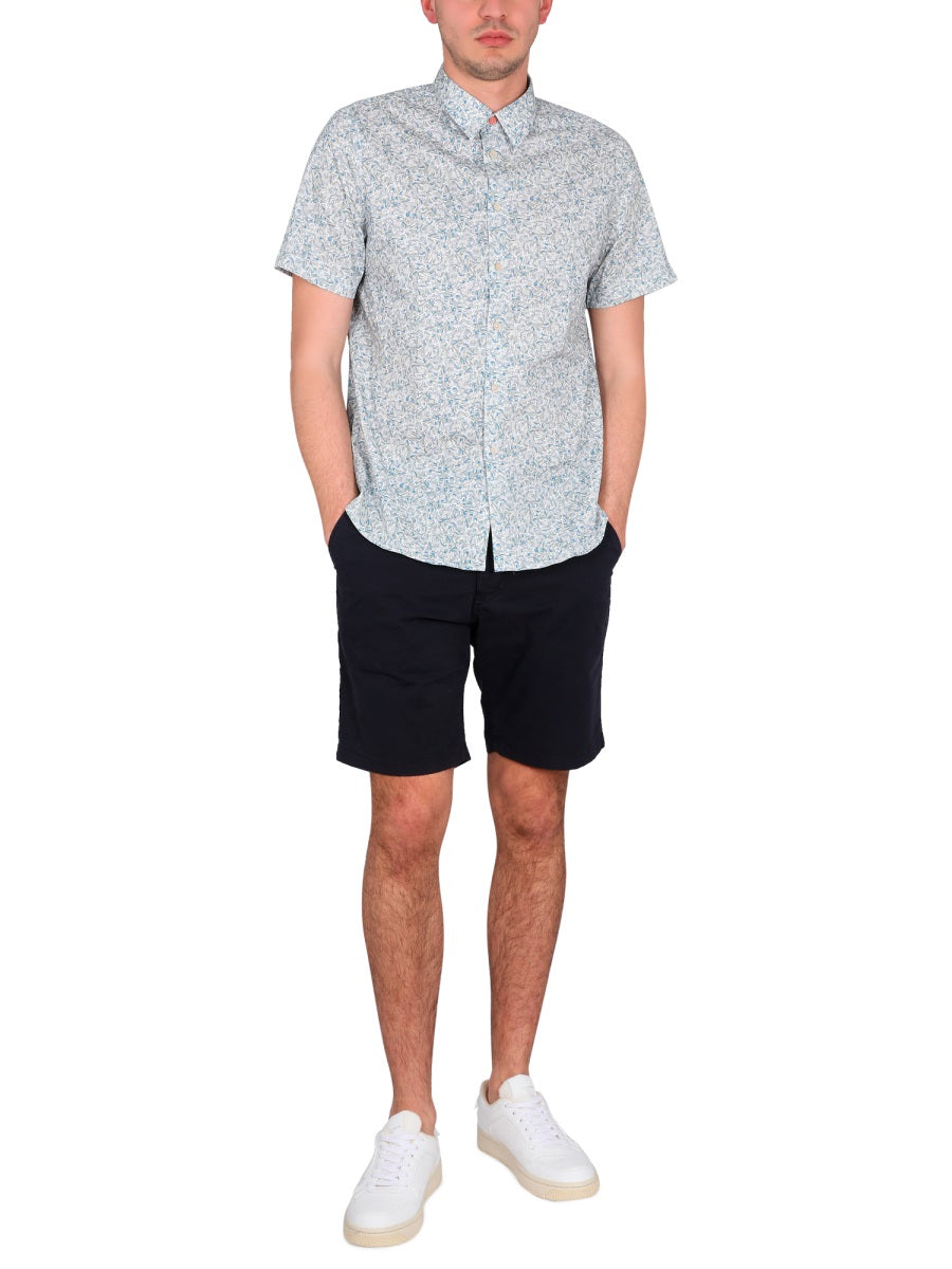 Ps Paul Smith Wave Print Organic Cotton Shirt — Blue by Ps Paul Smith