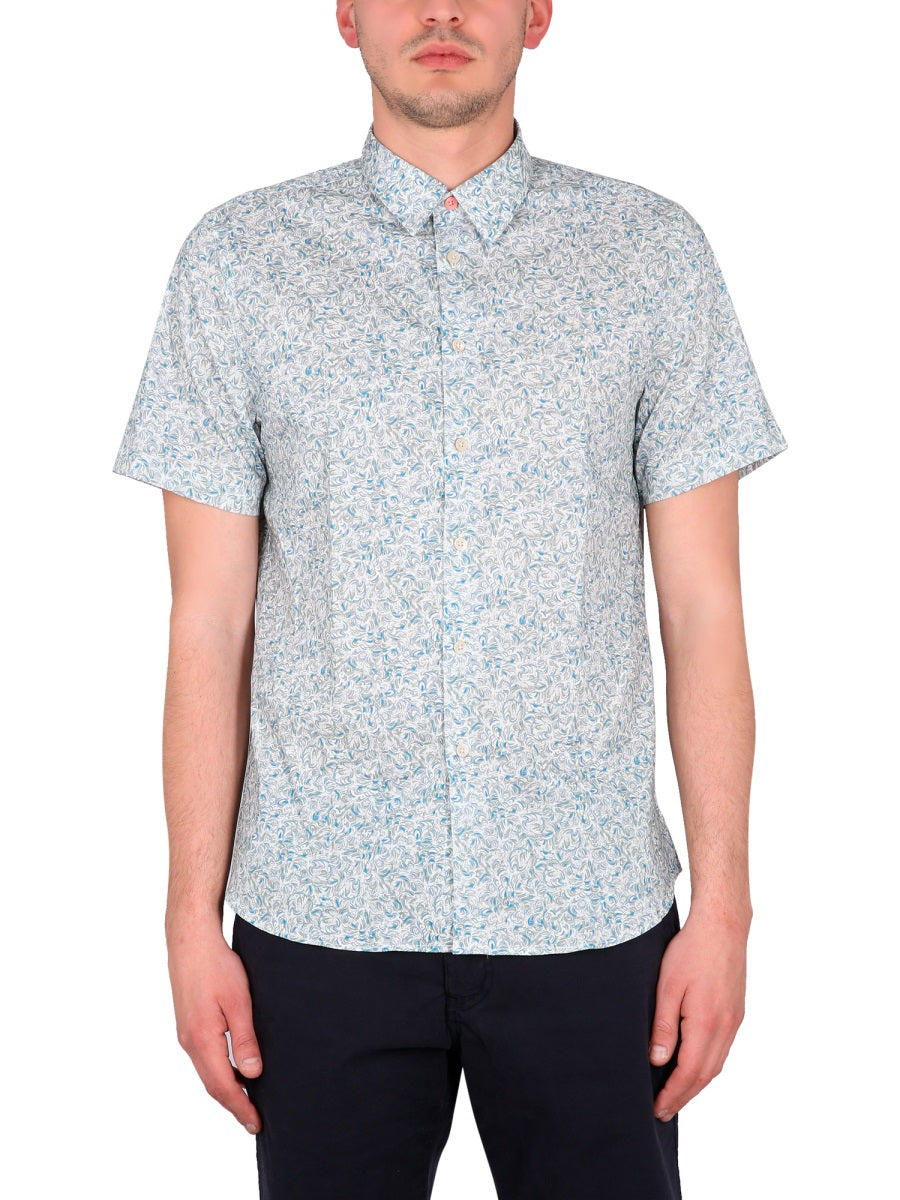 Ps Paul Smith Wave Print Organic Cotton Shirt — Blue, view 2