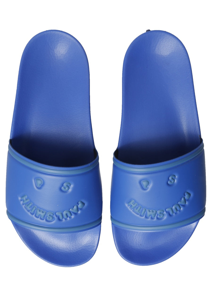 Ps Paul Smith Rubber Slide Sandals — Blue, view 3