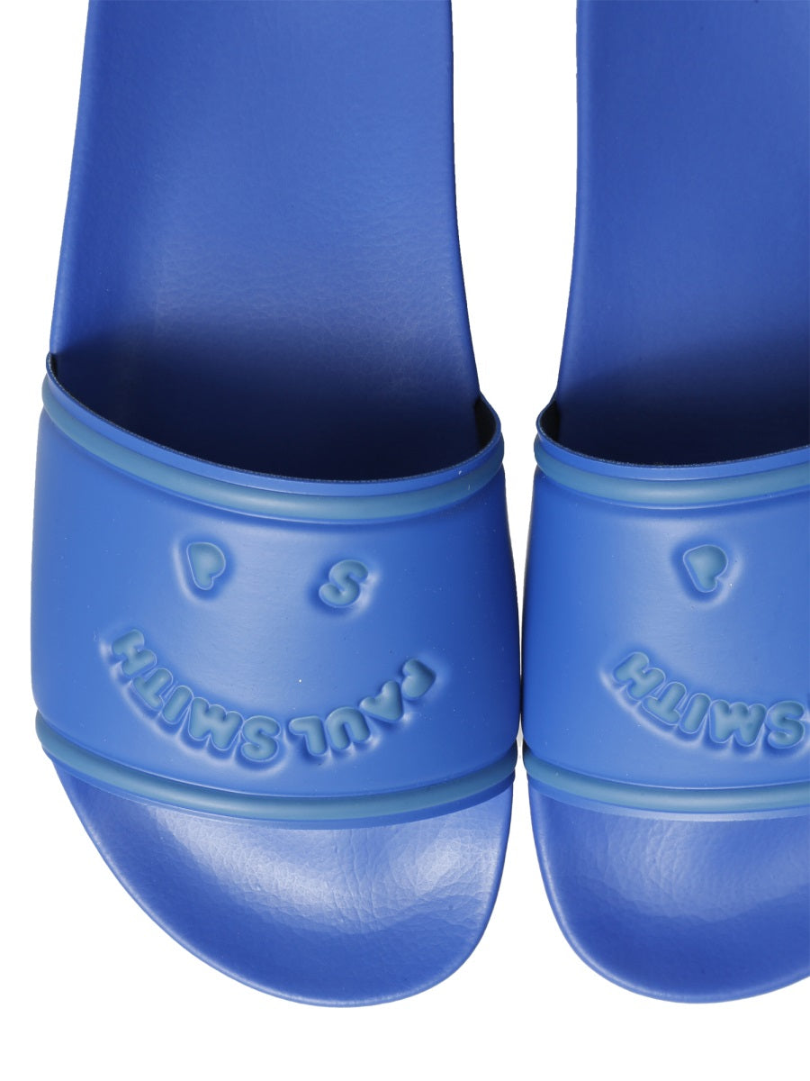Ps Paul Smith Rubber Slide Sandals — Blue, view 4