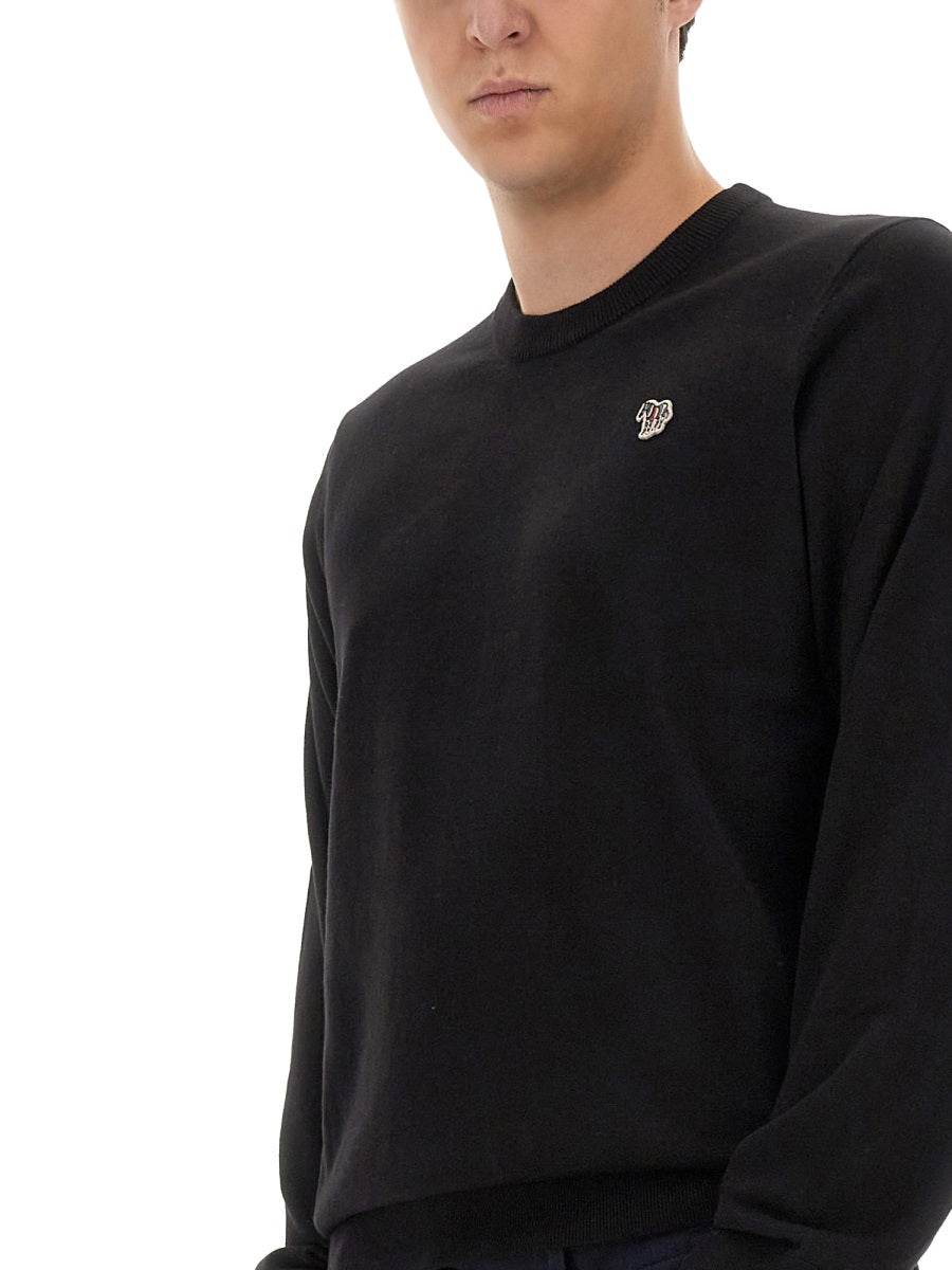 Ps Paul Smith Zebra Patch Organic Cotton Sweater — Black, view 2