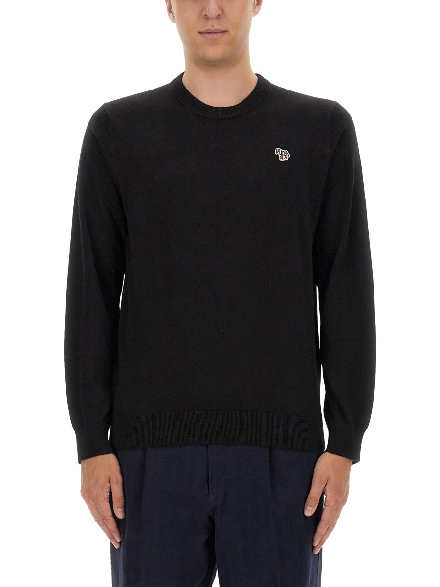 Ps Paul Smith Zebra Patch Organic Cotton Sweater — Black, view 3