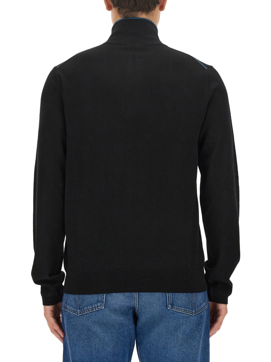 Ps Paul Smith Logo-Embroidered Merino Wool Sweater — Black by Ps Paul Smith