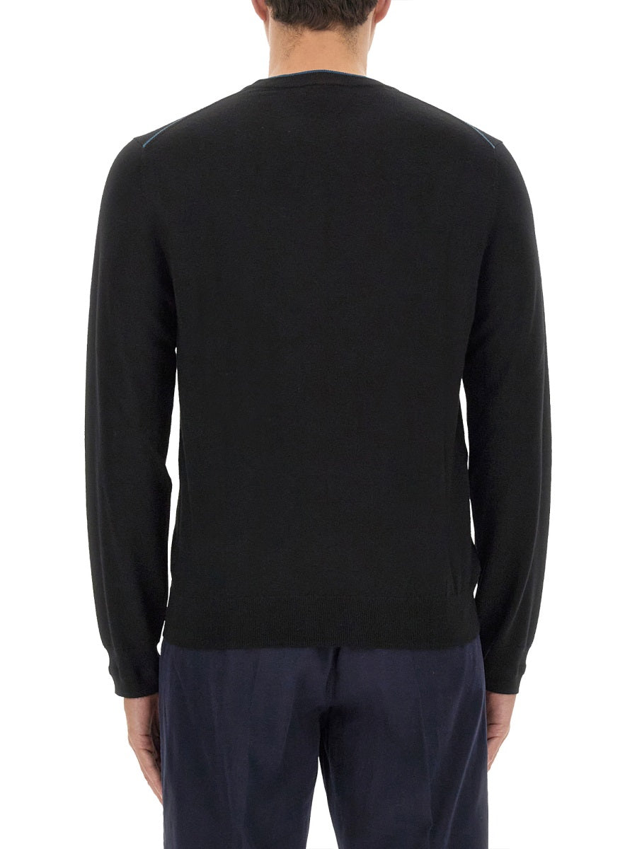 Ps Paul Smith Logo-Embroidered Merino Wool Sweater — Black by Ps Paul Smith