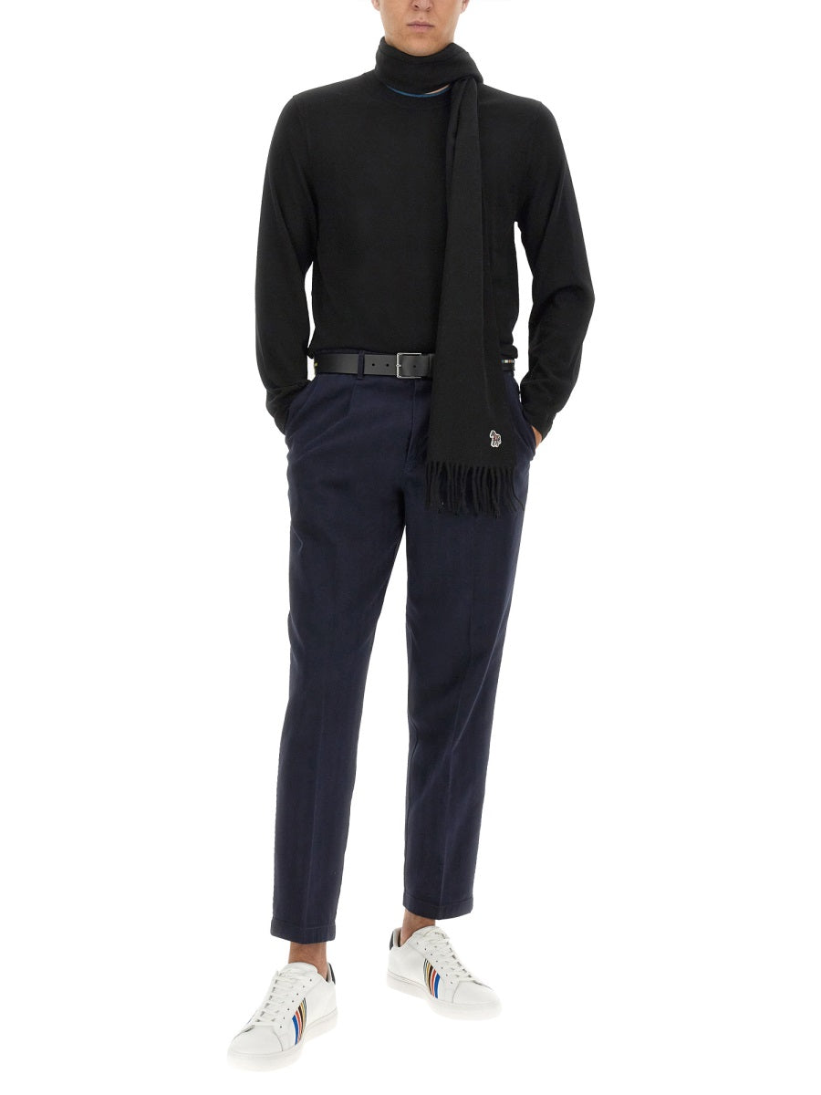 Ps Paul Smith Logo-Embroidered Merino Wool Sweater — Black, view 4