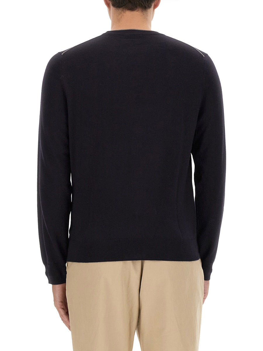 Ps Paul Smith Logo Merino Wool Sweater — Blue by Ps Paul Smith