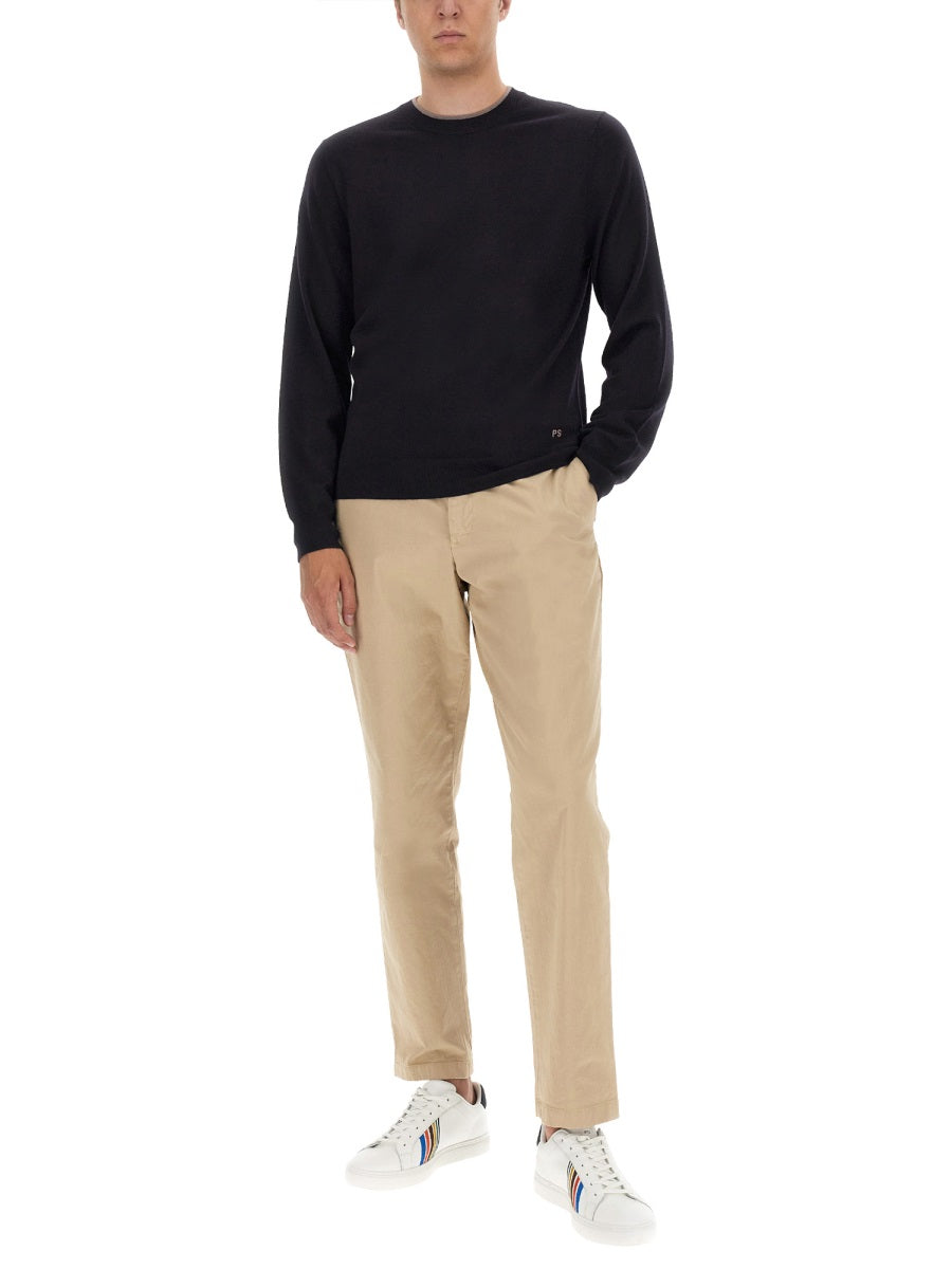 Ps Paul Smith Logo Merino Wool Sweater — Blue, view 4