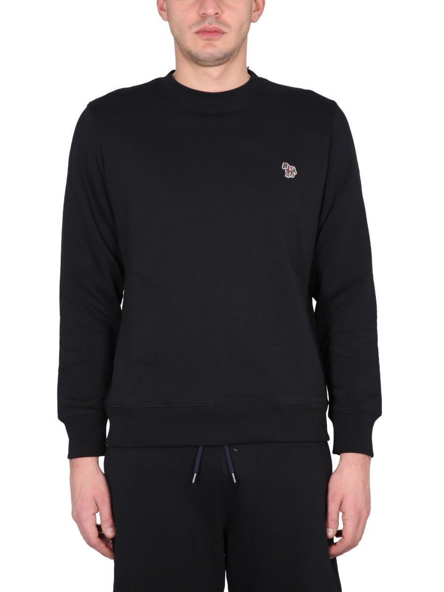 Ps Paul Smith Zebra-Embroidered Organic Cotton Sweatshirt — Black, view 2
