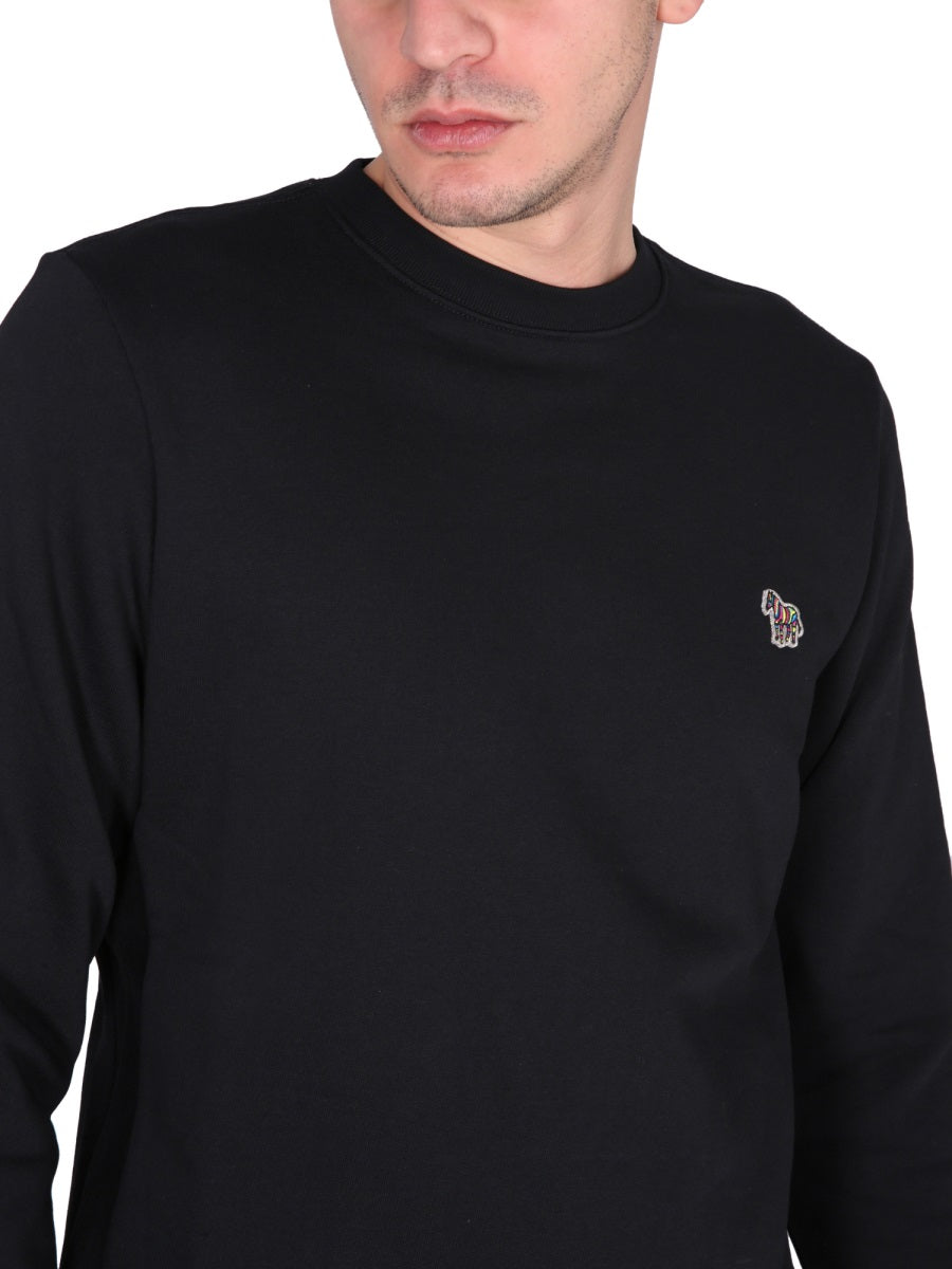 Ps Paul Smith Zebra-Embroidered Organic Cotton Sweatshirt — Black, view 4
