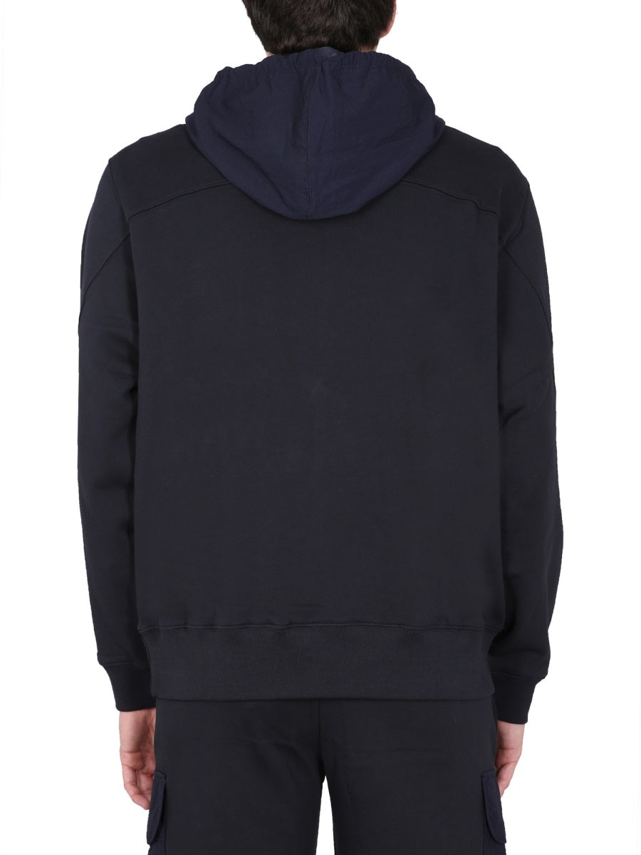 Ps Paul Smith Hooded Logo-Print Organic Cotton Sweatshirt — Blue, view 2