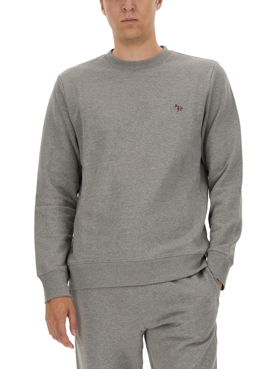 Ps Paul Smith Zebra Patch Organic Cotton Sweatshirt — Gray, view 2