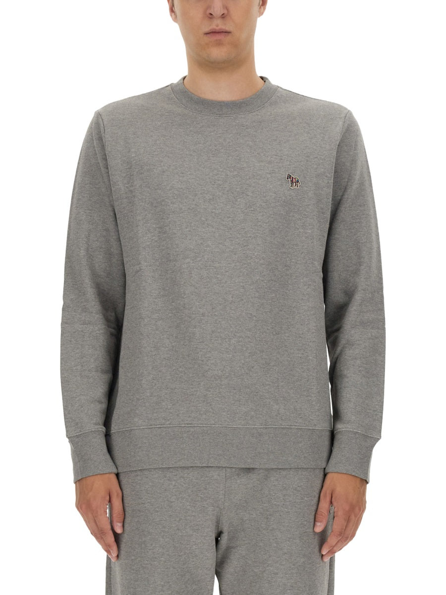 Ps Paul Smith Zebra Patch Organic Cotton Sweatshirt — Gray, view 3