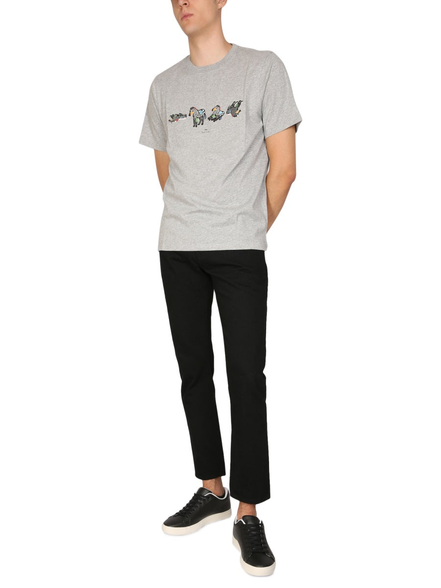 Ps Paul Smith Logo-Print Crewneck T-Shirt — Gray, view 4