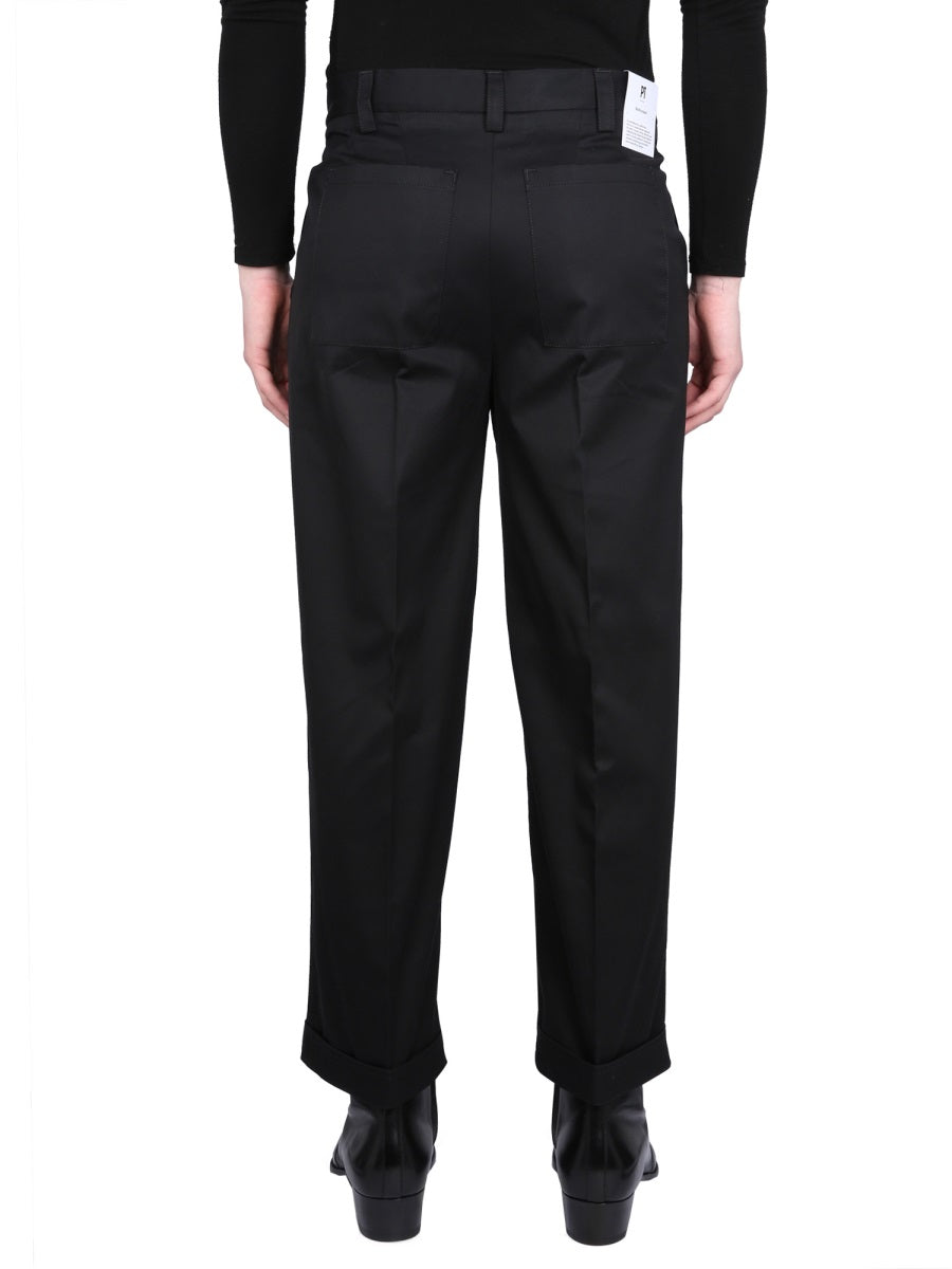 Pt Torino Cotton Trousers — Black, view 2