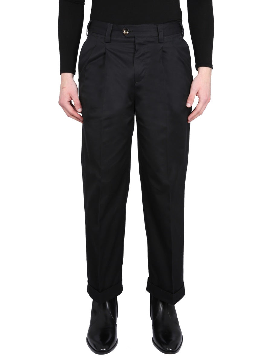 Pt Torino Cotton Trousers — Black, view 3
