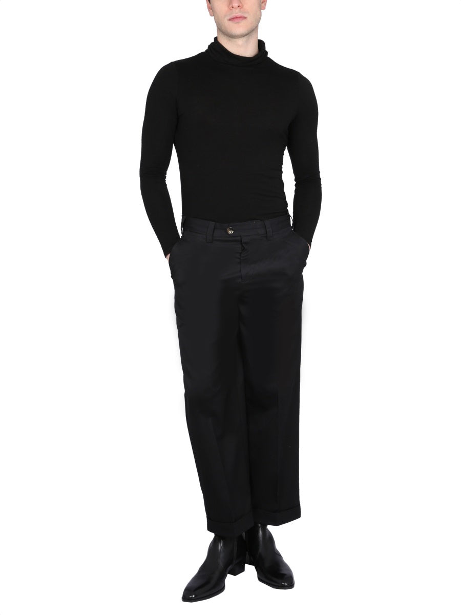 Pt Torino Cotton Trousers — Black, view 4