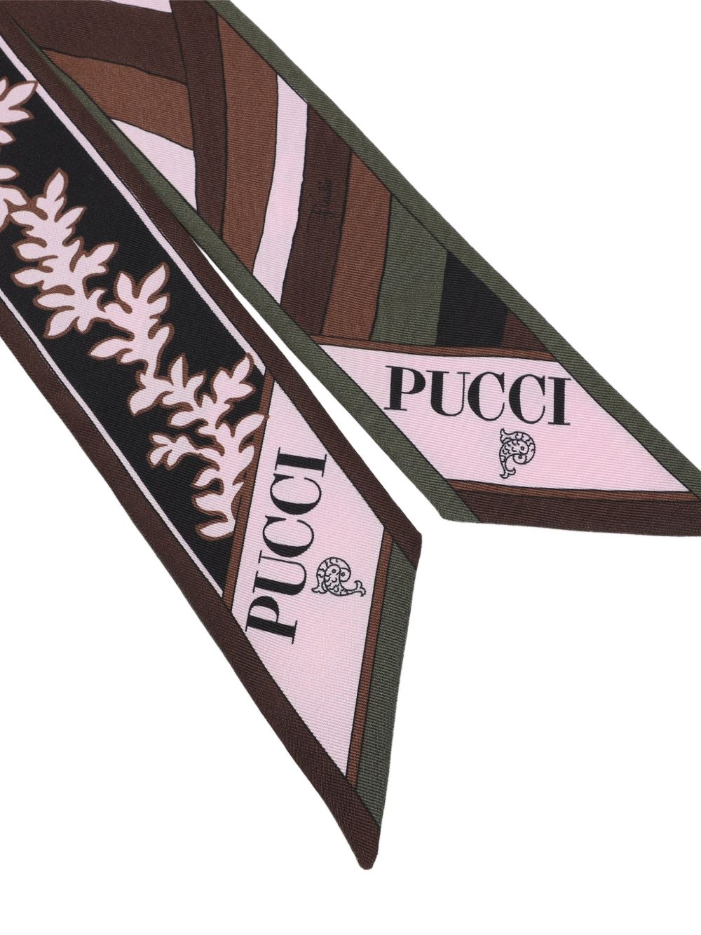 Pucci Printed Silk Foulard Scarf — Brown, view 2