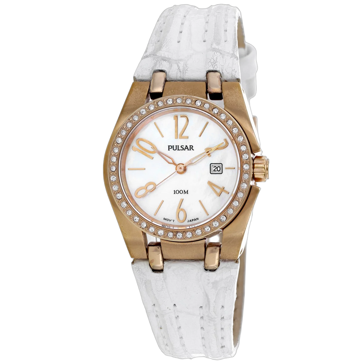 Pulsar Crystal-Bezel Watch — White by Pulsar