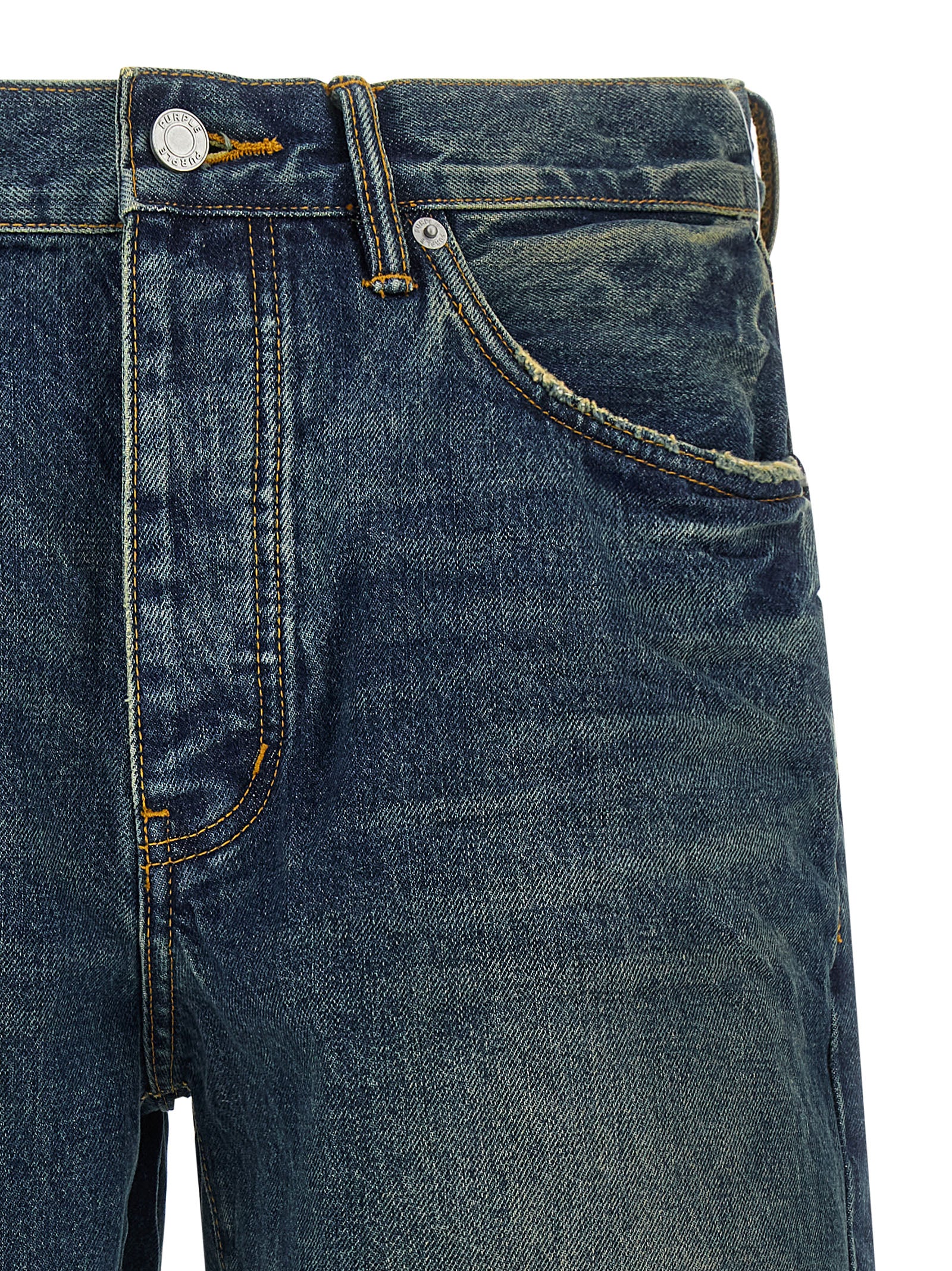 Purple P059 Denim Shorts — Blue, view 3