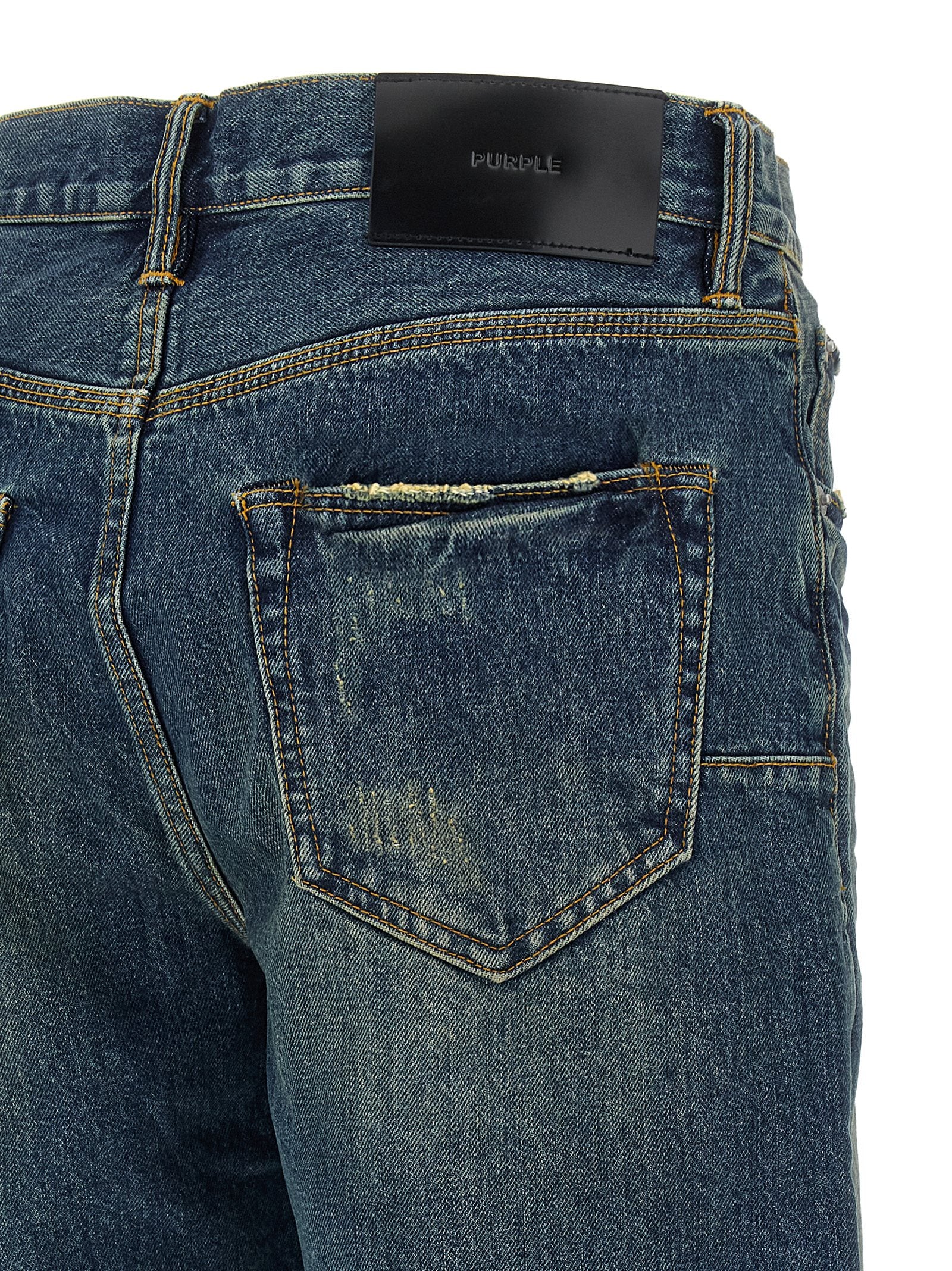 Purple P059 Denim Shorts — Blue, view 4