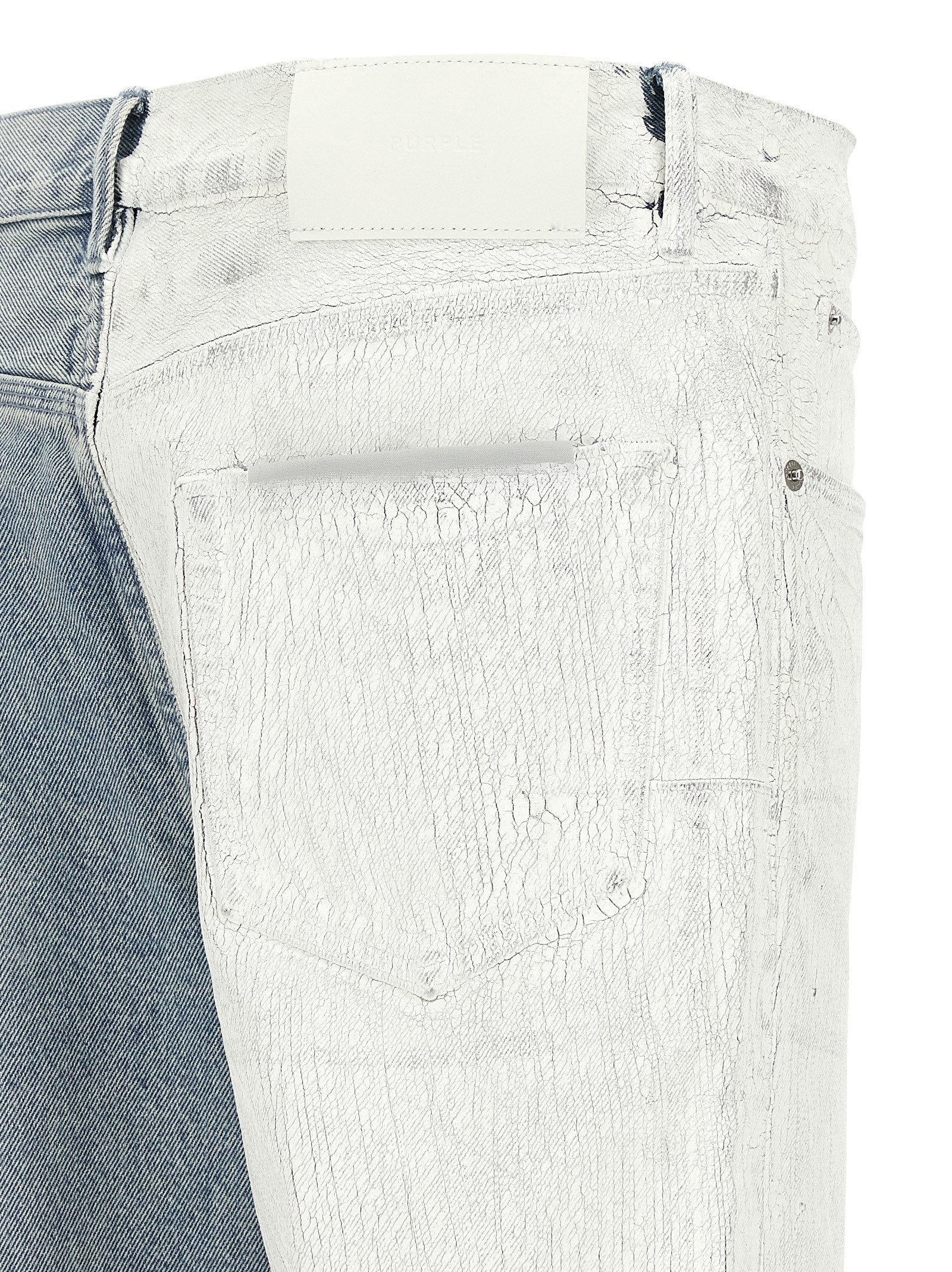 Purple Crackle Silver Colorblock Jeans — Multi, view 4