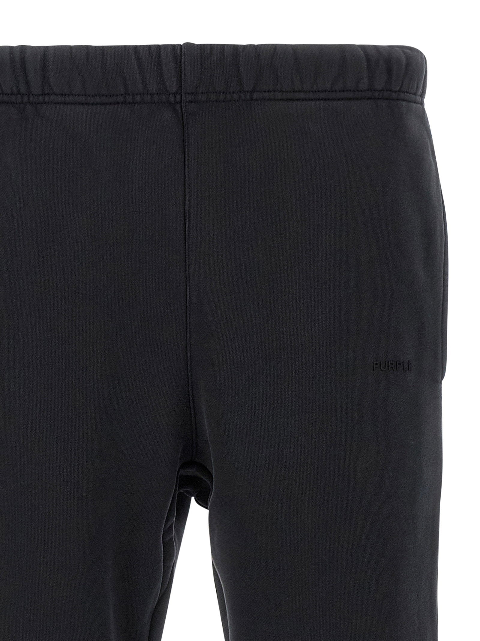 Purple Cotton Fleece Joggers — Black, view 3